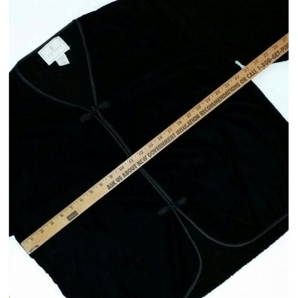 Black velour jacket sweater Medium EXPRESS TRICOT long sleeve button cardigan - Picture 8 of 9